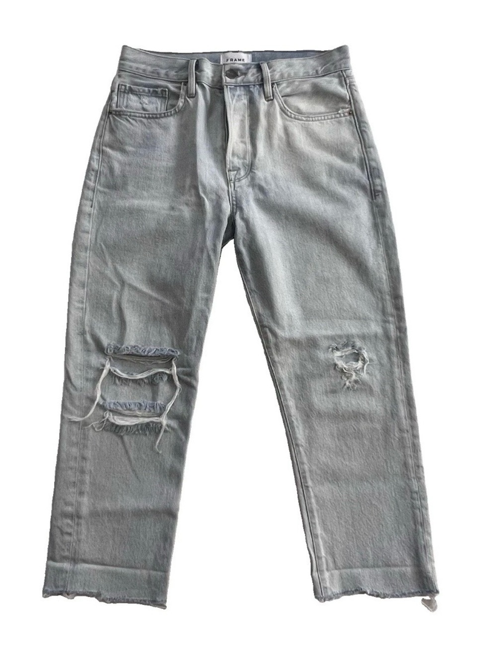 FRAME Le Original Jeans Womens 27 Distressed Crop Button Fly 100% Cotton Denim